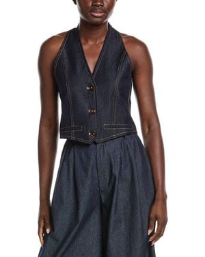 Gracia Button Down Halter Neck Vest - Blue