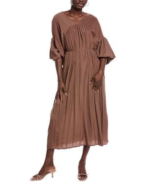 JLuxe Gathered Bubble Sleeve Maxi Dress - Brown