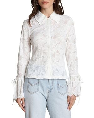 Avec Les Filles Embroidered Lace Shirt - White