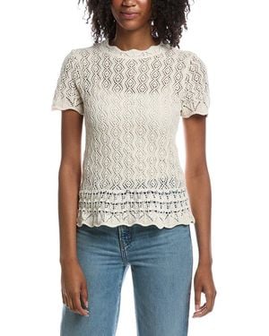 Current/Elliott Pointelle Knit Pullover Blouse - White
