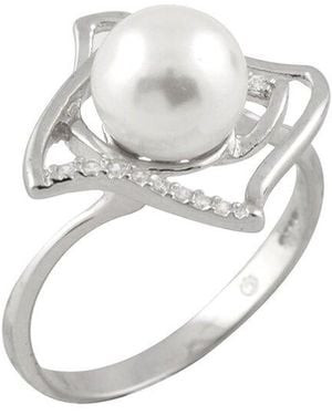 Splendid 8Mm Pearl Cz Ring - White