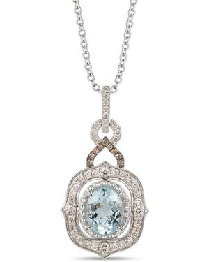 Le Vian 14k 2.83 Ct. Tw. Diamond & Aquamarine Pendant Necklace - White