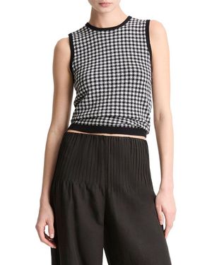 Vince Gingham Wool-Blend Tank - Black