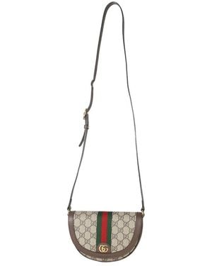 Gucci Brown Canvas GG Supreme Ophidia GG Curved Flap Bag (authentic Pre-loved) - White