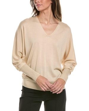 Lafayette 148 New York V Neck Dolman Wool & Silk-Blend Jumper - Natural