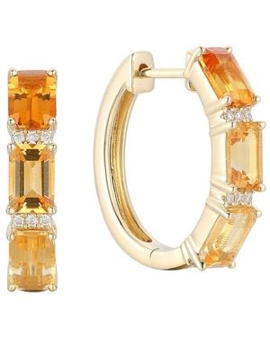 Gregg Ruth 14K 3.09 Ct. Tw. Diamond & Citrine Huggie Earring - Metallic
