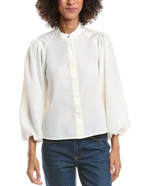 10 Crosby Derek Lam Dianne Mini Grid Georgette Blouse - White