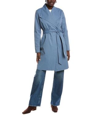 Ellen Tracy Gab Classic Long Trench Coat - Blue
