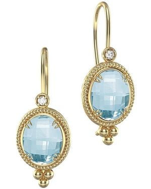 Reiss 14K 13.67 Ct. Tw. Diamond & Topaz Drop Earrings - Blue
