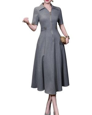 BURRYCO Workwear Shirt Dress - Gray