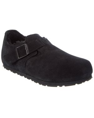 Birkenstock London Narrow Suede & Shearling Clog - Black