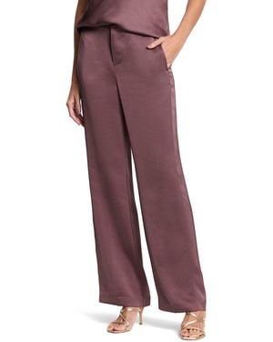NIC+ZOE Eliot Wide Leg Luxe Satin Pant - Red