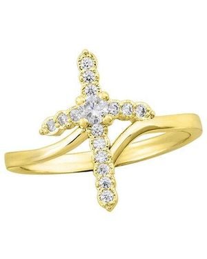 Savvy Cie 14K Plated Cz Cross Ring - Metallic