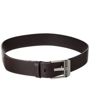 DIESEL Logo Bluestar Leather Belt - Black
