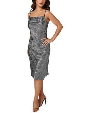 Bebe Foil Pleat Cowl Midi Dress - Black