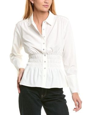 Laundry by Shelli Segal Smocked Waist Button Up Shirt - White
