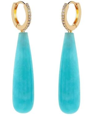 Liv Oliver 18k Plated 50.00 Ct. Tw. Turquoise Drop Earrings - Blue