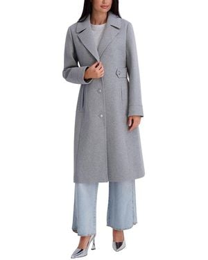 Kensie Faux Wool Tailored Longline Coat - Grey
