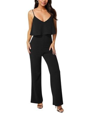 Bebe Ruffle Wide Leg Jumpsuit - Black