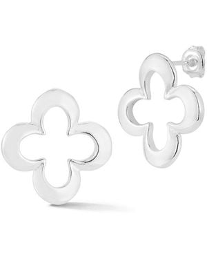 Sphera Milano Silver Clover Statement Studs - White