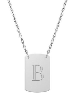 Jane Basch 14k Block Initial Dog Tag Necklace (a-z) - Multicolour