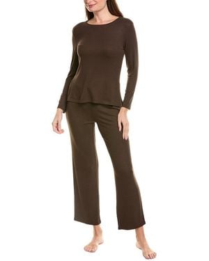 Natori 2Pc Bamboo Long Sleeve Pajama Set - Brown