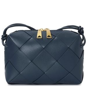 Tiffany & Fred Paris Woven Leather Top Handle Crossbody - Blue