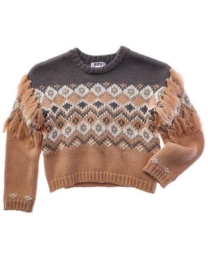 525 America Fringe Fairisle Jumper - Brown