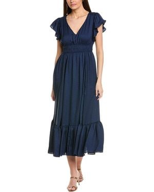 Taylor Satin Jacquard Midi Dress - Blue