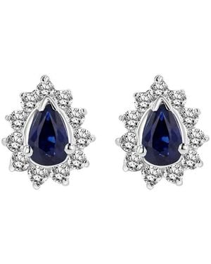 LEVARON 14K 0.70 Ct. Tw. Diamond & Sapphire Earrings - Blue