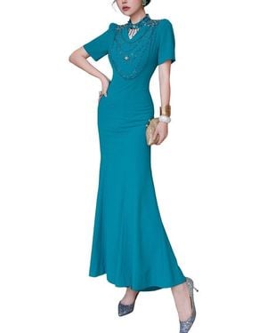 BURRYCO Short Sleeve Maxi Dress - Blue