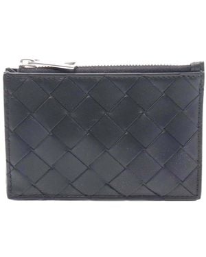 Bottega Veneta Intrecciato Leather Key Pouch Coin Case (authentic Pre-loved) - Gray