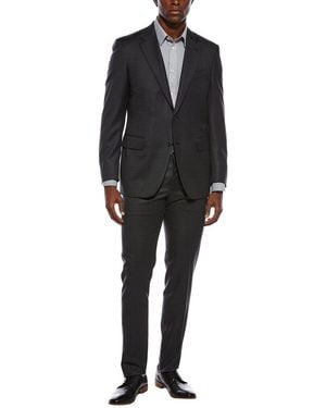 Canali 2Pc Wool Suit With Flat Front Pant - Black