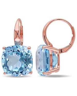 Diamond Select Cuts 14k Rose Gold 23.28 Ct. Tw. Blue Topaz Earrings