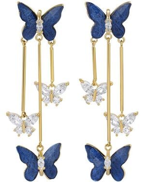 Eye Candy LA Luisa Butterfly Dangle Cz Drop Earrings - Blue