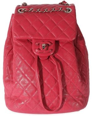 CHANEL Pink Quilted Lambskin Medium Covered Cc Drawstring Backpack (authentic Pre-loved)