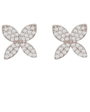 Suzy Levian 14k 0.15 Ct. Tw. Diamond Marquise Flower Studs - Metallic