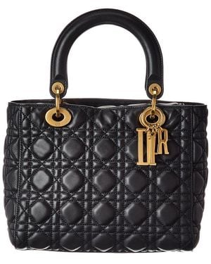 Dior Black Calfskin Leather Cannage Medium Supple Lady (authentic Pre- Loved)