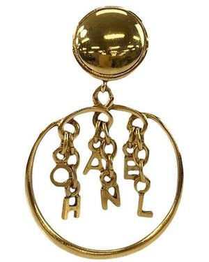 CHANEL Plated Logo Plated Hoop Earring (authentic Pre-loved) - Metallic