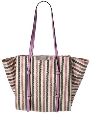 Sergio Rossi Canvas & Leather Tote - White