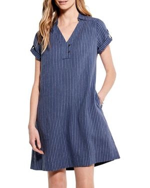 NIC+ZOE Nic+zoe Central Park Day Linen-blend Mini Dress - Blue