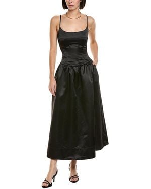 Cynthia Rowley Satin Drop Waist Midi Dress - Black