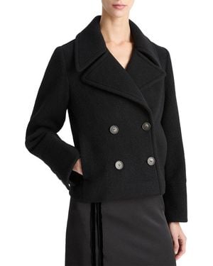 Vince Boiled Wool Cropped Peacoat - Black
