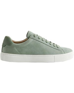 Reiss Finley Nubuck Leather Trainer - Green