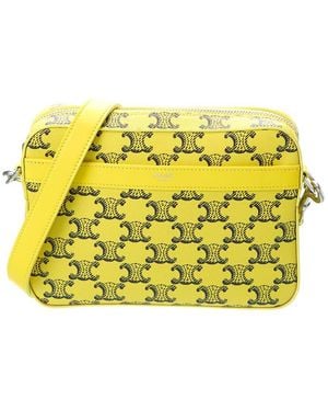 Celine Small Triomphe Canvas & Leather Messenger Bag - Yellow