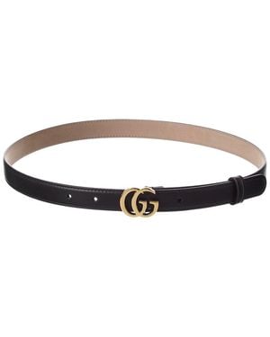 Gucci Gg Marmont Thin Leather Belt - Black