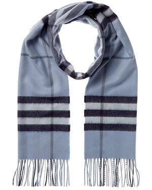 Burberry Check Cashmere Scarf - Blue