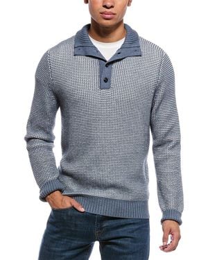 Faherty Waffle Knit Cashmere-Blend Mock Neck Jumper - Blue
