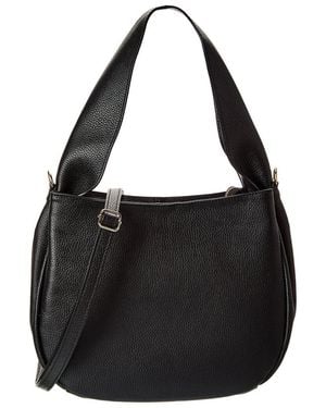 Italian Leather Shoulder Bag - Black
