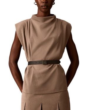Calvin Klein Drape Neck Shell - Brown